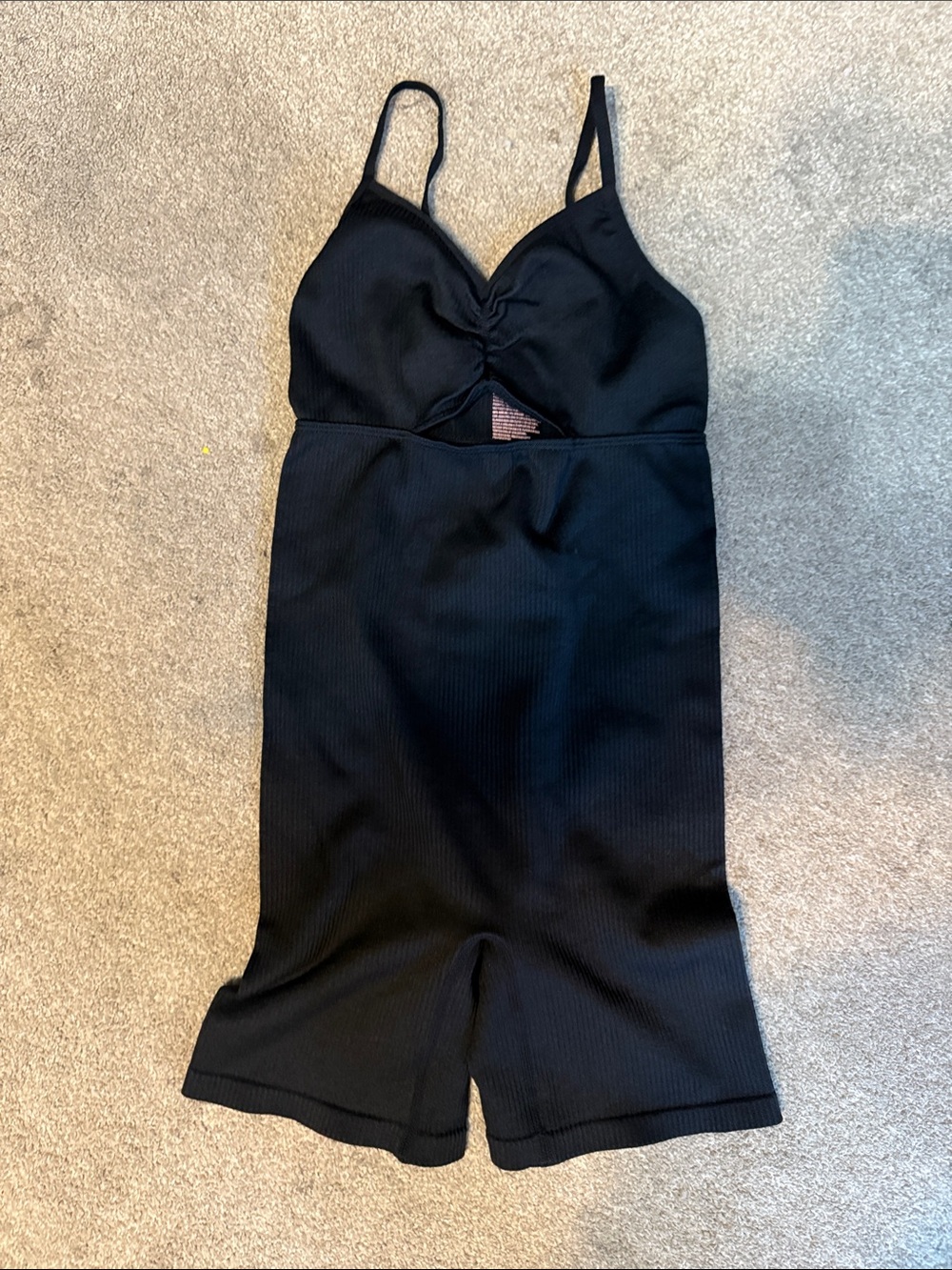 Colsie Black Ribbed Cut Out Spaghetti Strap Spandex Romper Size XS